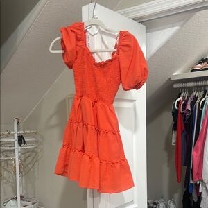 Orange Puff Sleeve Dress
